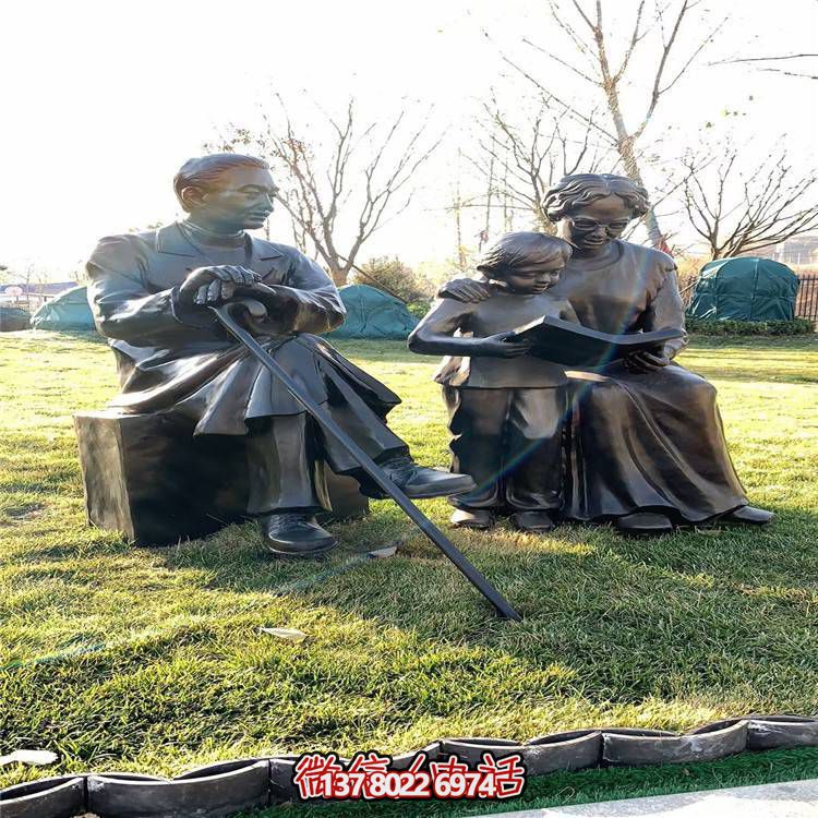 仿銅民俗人物雕塑，玻璃鋼裝飾公園戶外