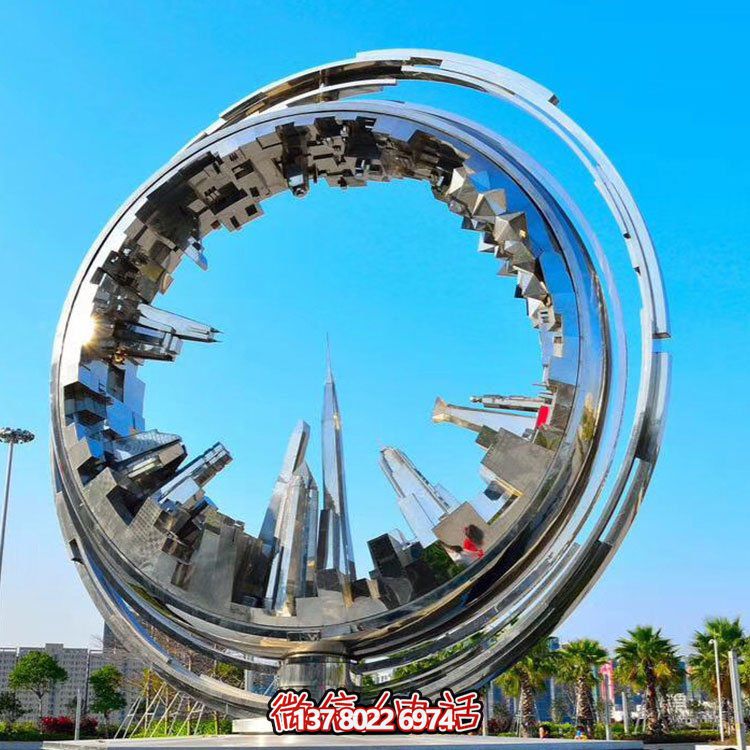 不銹鋼抽象齒輪雕塑，點綴園林景觀