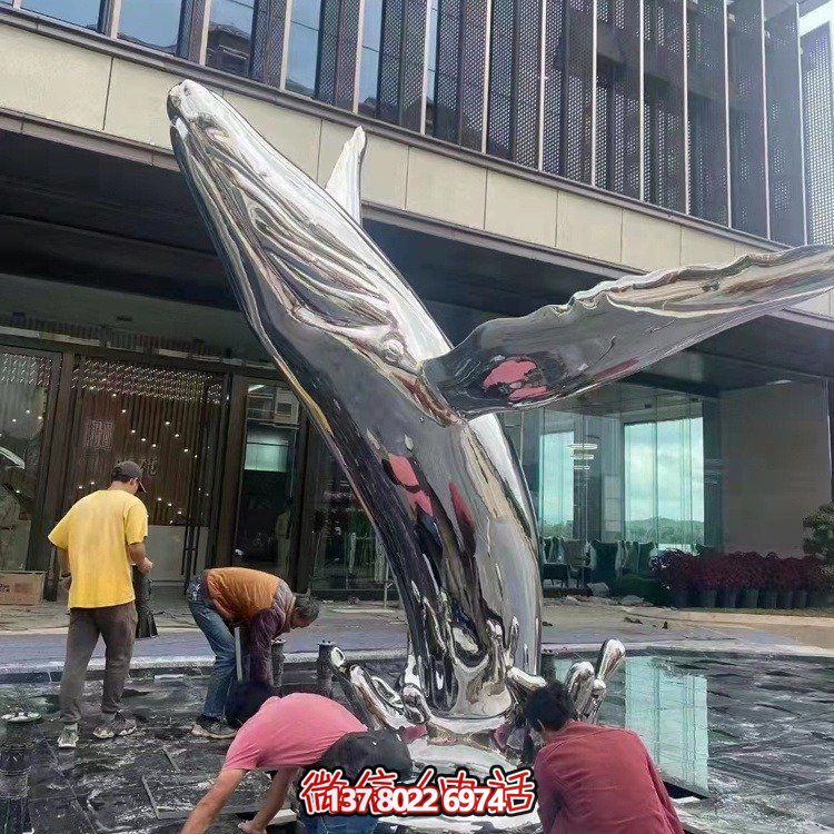 大型不銹鋼鏤空魚類擺件，為戶外水景商場售樓部裝飾