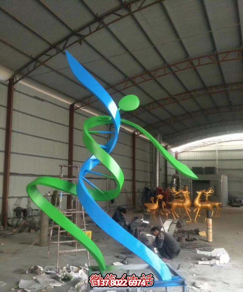 精致而抽象的不銹鋼跳舞人物雕塑——街邊藝術裝飾