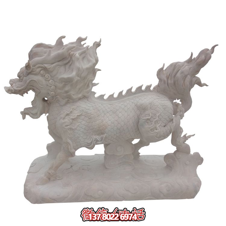 傳承漢白玉石雕麒麟雕塑，美化景區(qū)戶外環(huán)境