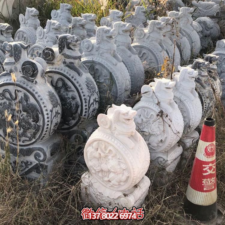 仿古青石獅子抱鼓石擺件，鎮宅庭院門口裝飾