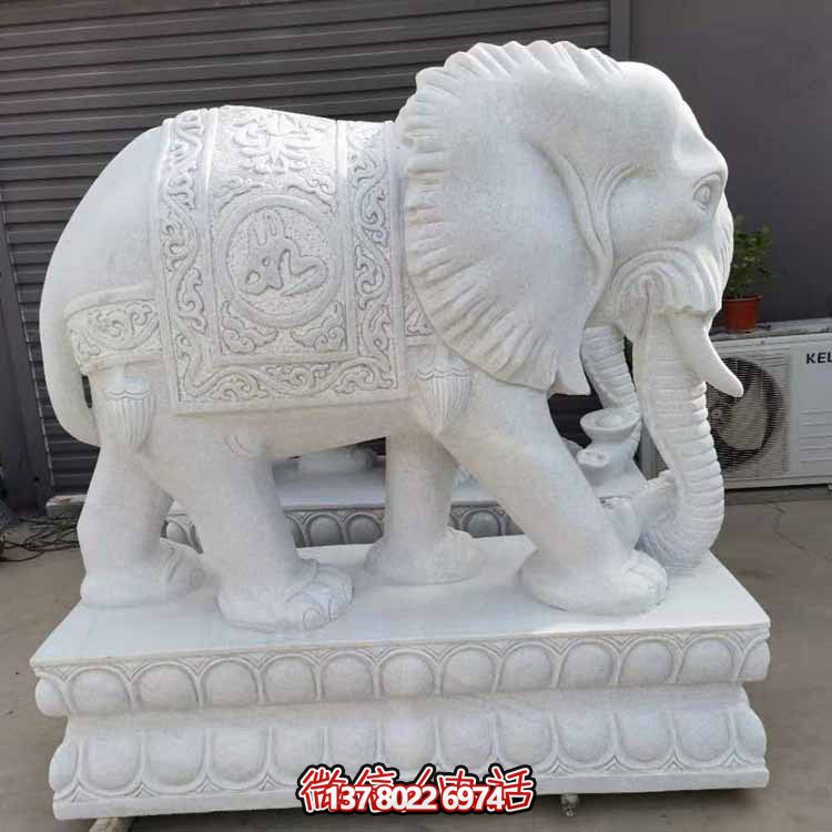 漢白玉雕塑藝術(shù)，景觀裝置招財(cái)大象