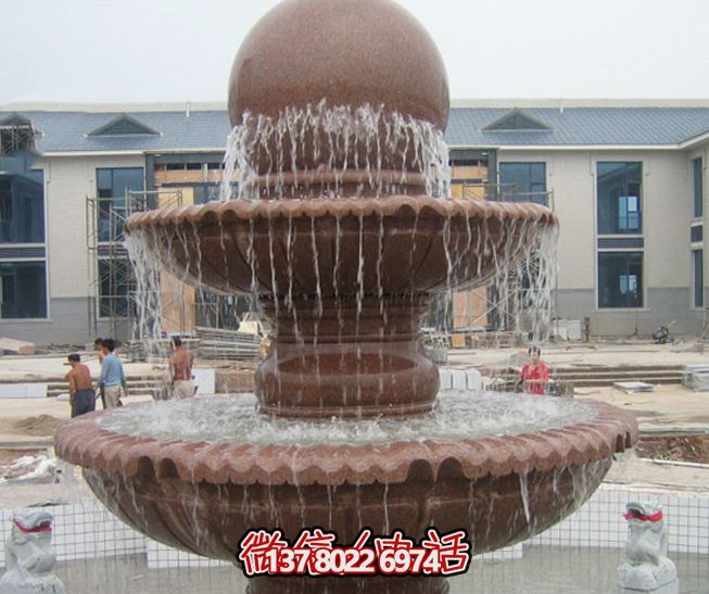 企業形象展示——多層風水球噴泉石雕紅晚霞 企業形象展示——多層風水球噴泉石雕紅晚霞