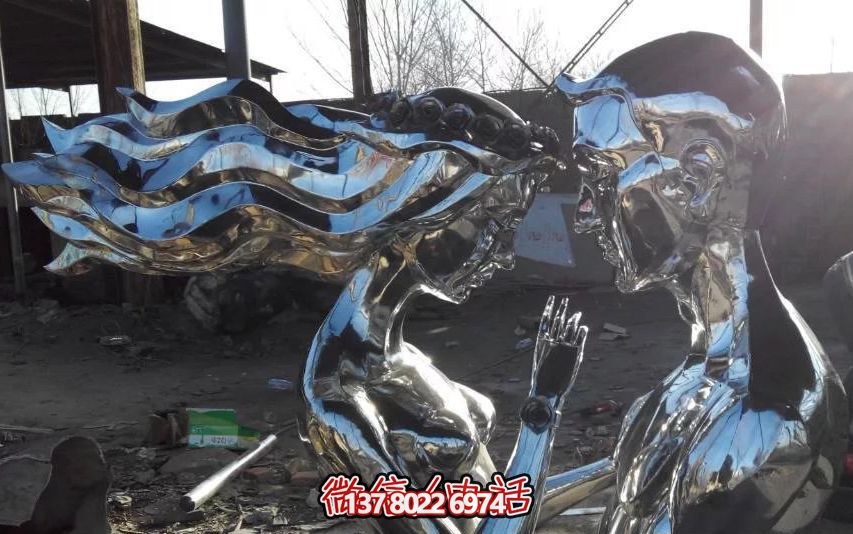 公園不銹鋼鏡面抽象情侶雕塑 公園不銹鋼鏡面抽象情侶雕塑