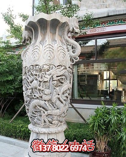 博物館城市廣場漢白玉龍騰花瓶石雕 博物館城市廣場漢白玉龍騰花瓶石雕