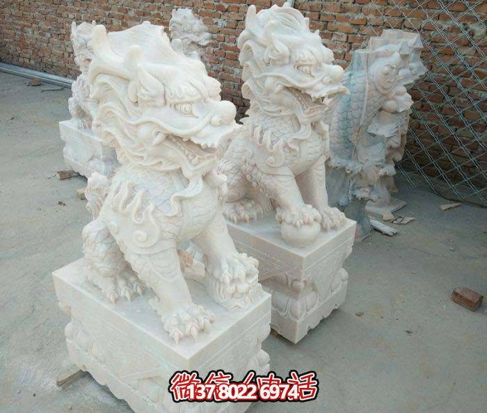 酒店門(mén)口鎮(zhèn)宅漢白玉石雕麒麟雕塑 酒店門(mén)口鎮(zhèn)宅漢白玉石雕麒麟雕塑