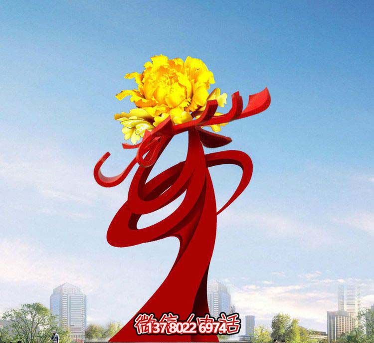 公園廣場(chǎng)不銹鋼牡丹花開(kāi)花朵雕塑
