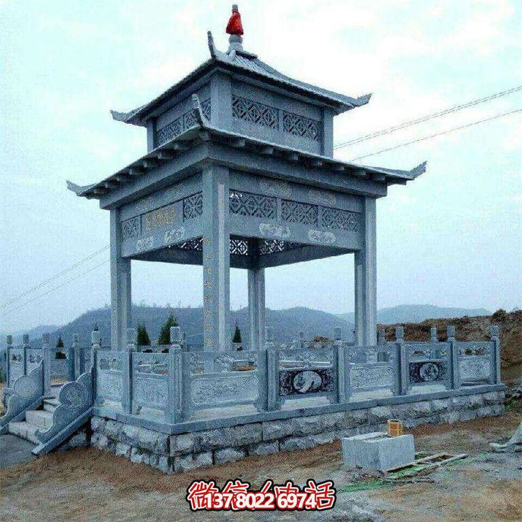 戶外園林擺放休息青石鏤空浮雕四角涼亭 戶外園林擺放休息青石鏤空浮雕四角涼亭