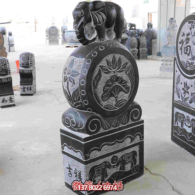 酒店仿古小象抱鼓石門口擺件雕刻門墩石雕 酒店仿古小象抱鼓石門口擺件雕刻門墩石雕