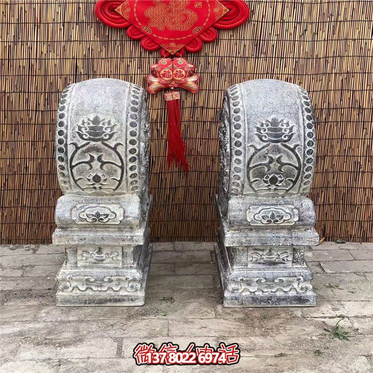 青石仿古抱鼓石，大理石古建大門門墩