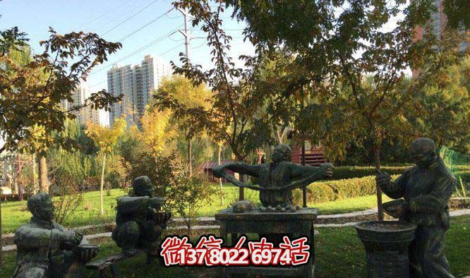 廣場園林蘭州拉面人物小品做舊青銅雕塑 廣場園林蘭州拉面人物小品做舊青銅雕塑