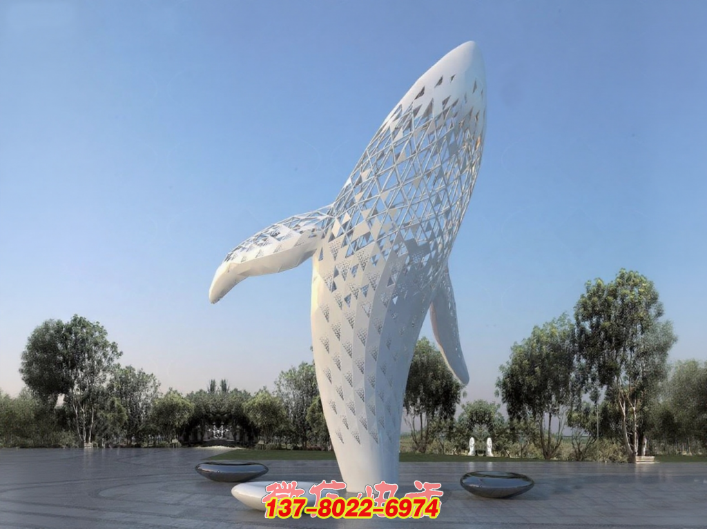 鯨夢云帆：戶外不銹鋼景觀雕塑的蒼穹之舞